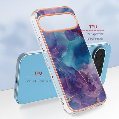 For Google Pixel 9 Pro XL Electroplating Marble Dual-side IMD Phone Case(Purple 016) by buy2fix