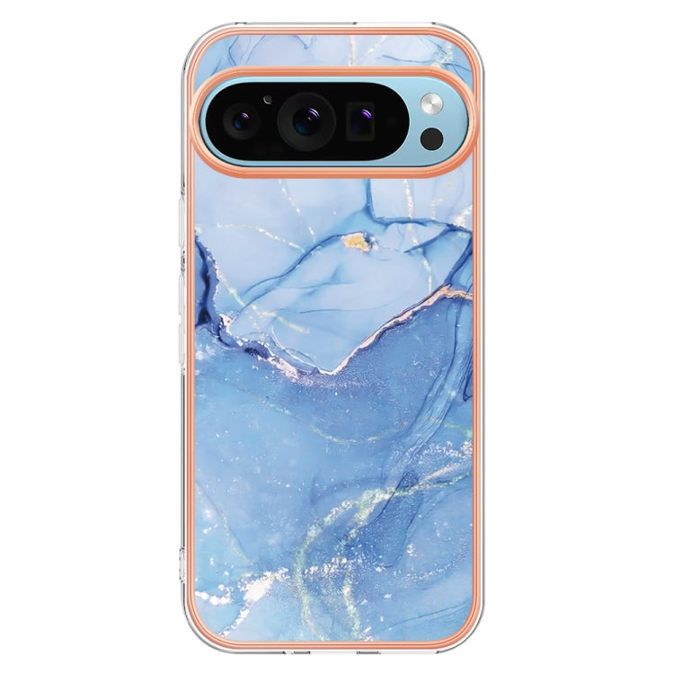 For Google Pixel 9 Pro XL Electroplating Marble Dual-side IMD Phone Case(Blue 018) by buy2fix