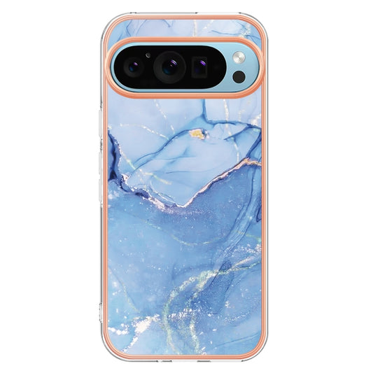 For Google Pixel 9 Pro XL Electroplating Marble Dual-side IMD Phone Case(Blue 018) by buy2fix