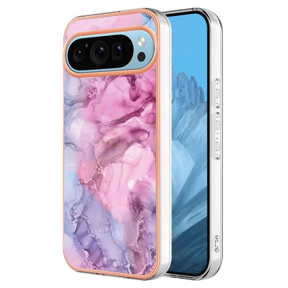 For Google Pixel 9 Pro XL Electroplating Marble Dual-side IMD Phone Case(Pink 013) by buy2fix
