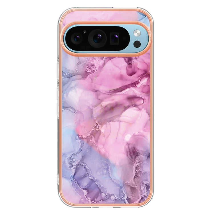 For Google Pixel 9 Pro XL Electroplating Marble Dual-side IMD Phone Case(Pink 013) by buy2fix