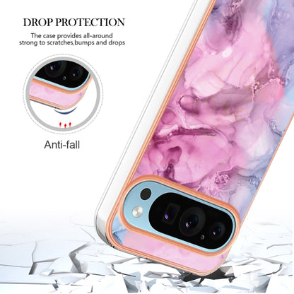 For Google Pixel 9 Pro XL Electroplating Marble Dual-side IMD Phone Case(Pink 013) by buy2fix