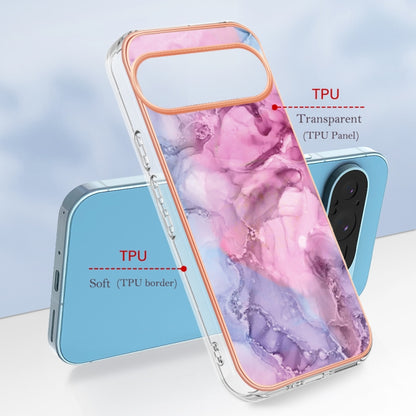 For Google Pixel 9 Pro XL Electroplating Marble Dual-side IMD Phone Case(Pink 013) by buy2fix