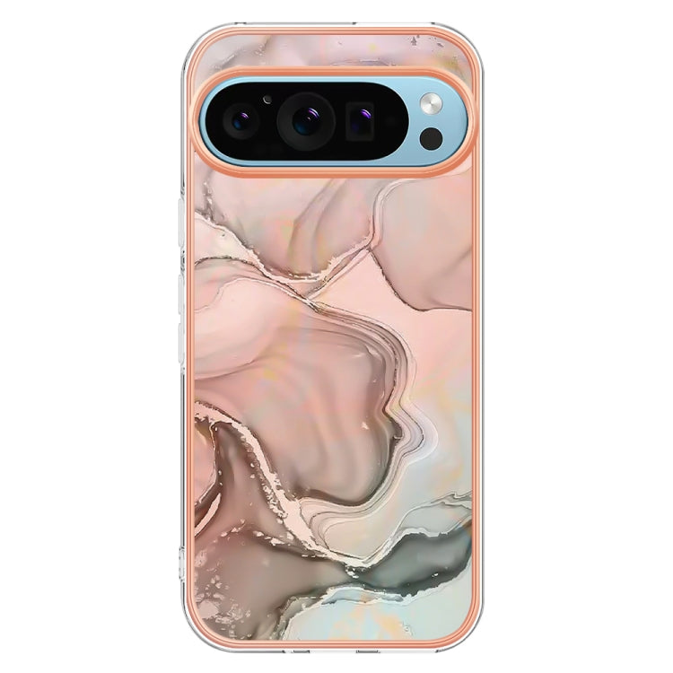 For Google Pixel 9 Pro XL Electroplating Marble Dual-side IMD Phone Case(Rose Gold 015) by buy2fix