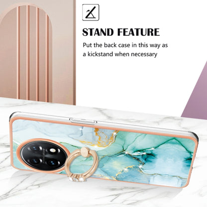 For OnePlus 11 Electroplating Marble IMD TPU Phone Case with Ring Holder(Green 003) - OnePlus Cases by buy2fix | Online Shopping UK | buy2fix