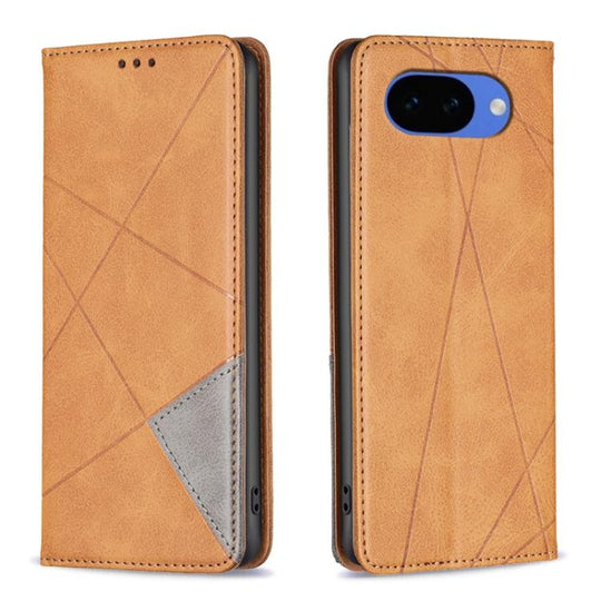 For Google Pixel 10a Rhombus Texture Magnetic Leather Phone Case(Yellow)
