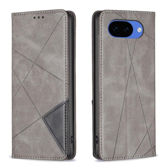 For Google Pixel 10a Rhombus Texture Magnetic Leather Phone Case(Grey)
