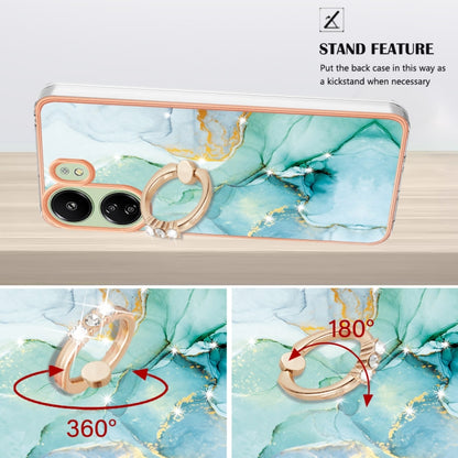 For Xiaomi Redmi 13C 4G Electroplating Marble IMD TPU Phone Case with Ring Holder(Green 003) by buy2fix