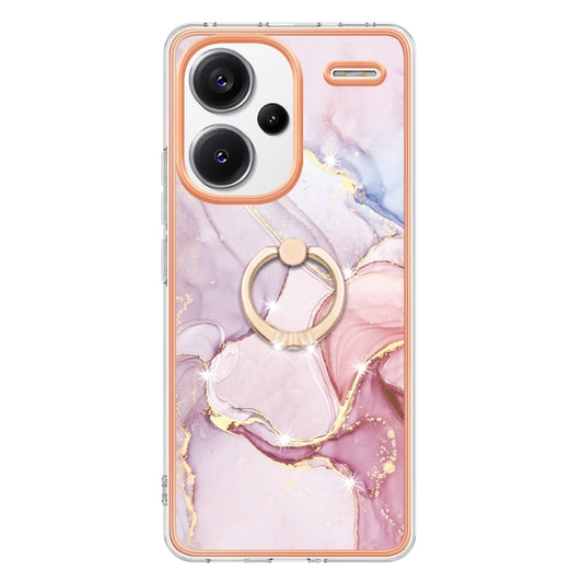 For Xiaomi Redmi Note 13 Pro+ 5G Electroplating Marble IMD TPU Phone Case with Ring Holder(Rose Gold 005) - Xiaomi Cases by buy2fix | Online Shopping UK | buy2fix