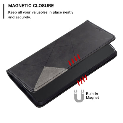 For Xiaomi Redmi 13C Rhombus Texture Magnetic Leather Phone Case(Black) by buy2fix