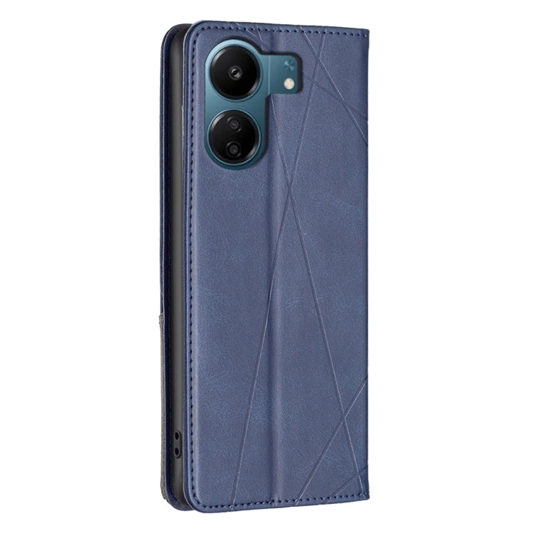 For Xiaomi Redmi 13C Rhombus Texture Magnetic Leather Phone Case(Blue) by buy2fix