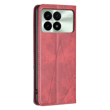 For Xiaomi Redmi K70 / K70 Pro Rhombus Texture Magnetic Leather Phone Case(Red) - Xiaomi Cases by buy2fix | Online Shopping UK | buy2fix
