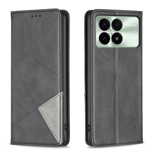 For Xiaomi Redmi K70E Rhombus Texture Magnetic Leather Phone Case(Black) - Xiaomi Cases by buy2fix | Online Shopping UK | buy2fix