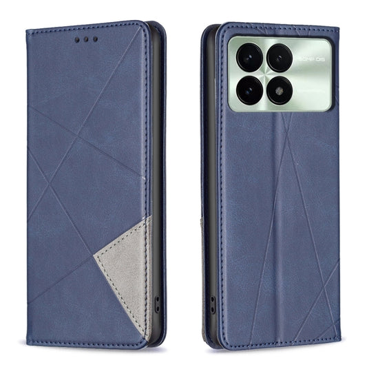 For Xiaomi Redmi K70E Rhombus Texture Magnetic Leather Phone Case(Blue) - Xiaomi Cases by buy2fix | Online Shopping UK | buy2fix