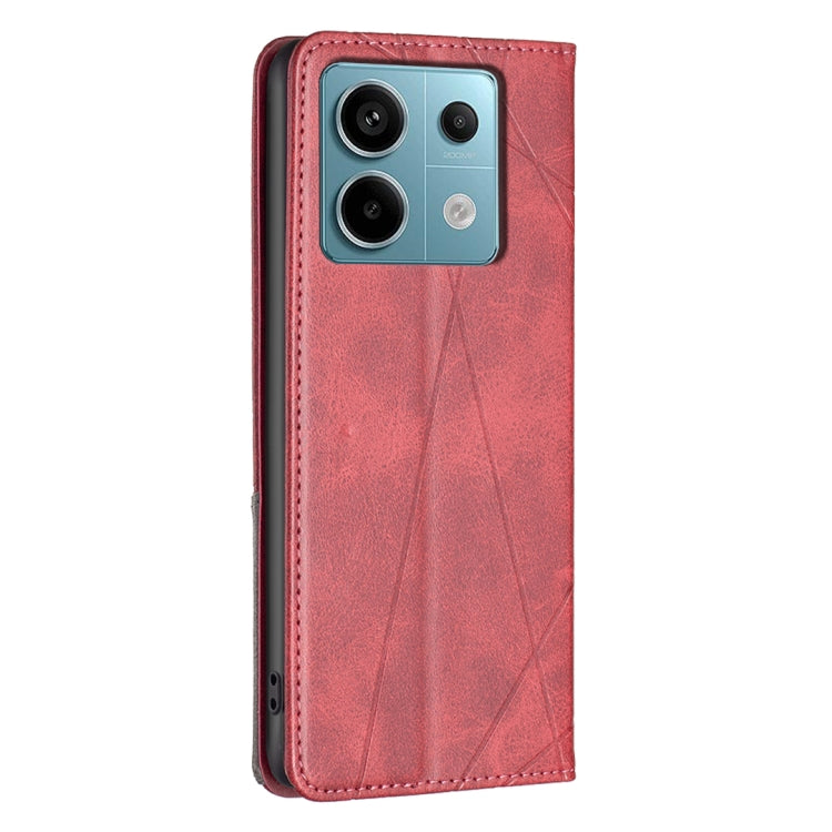 For Xiaomi Redmi Note 13 Pro 4G Global Rhombus Texture Magnetic Leather Phone Case(Red) - Xiaomi Cases by buy2fix | Online Shopping UK | buy2fix