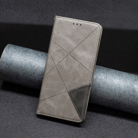 For Xiaomi Poco M6 Pro 4G Rhombus Texture Magnetic Leather Phone Case(Grey) - Xiaomi Cases by buy2fix | Online Shopping UK | buy2fix