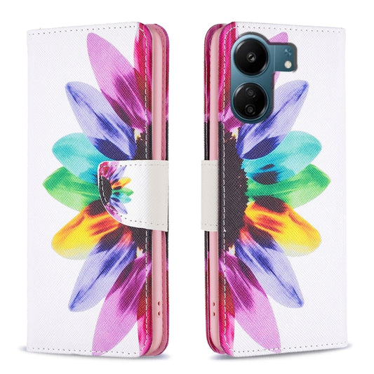 For Xiaomi Redmi 13C Colored Drawing Pattern Leather Phone Case(Sun Flower) by buy2fix