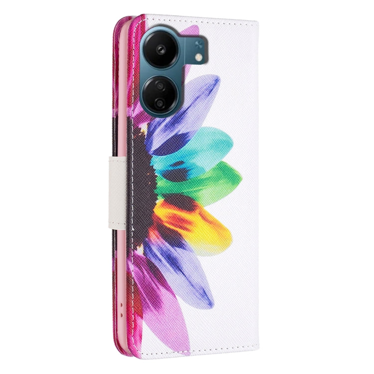 For Xiaomi Redmi 13C Colored Drawing Pattern Leather Phone Case(Sun Flower) by buy2fix