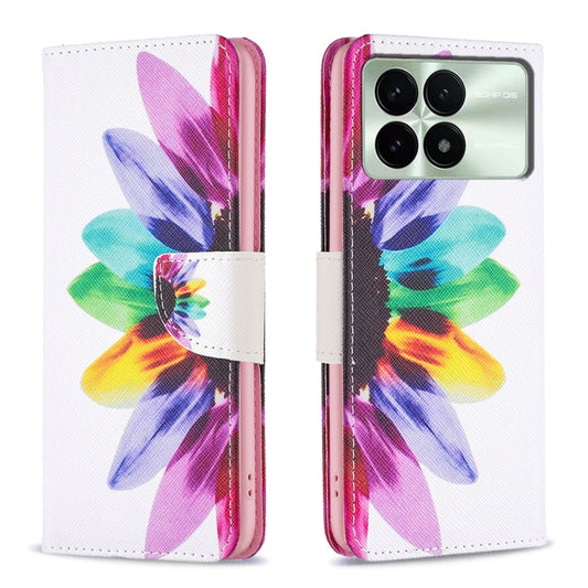 For Xiaomi Redmi K70 / K70 Pro Colored Drawing Pattern Leather Phone Case(Sun Flower) - Xiaomi Cases by buy2fix | Online Shopping UK | buy2fix