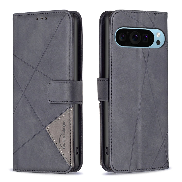 For Google Pixel 9 Magnetic Buckle Rhombus Texture Leather Phone Case(Black) by buy2fix