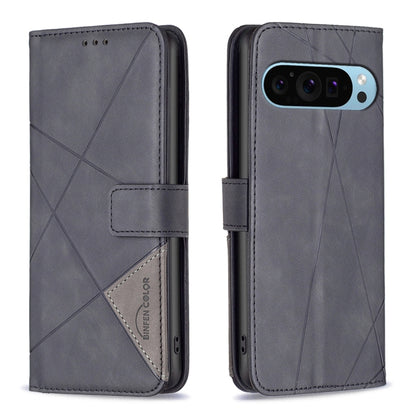 For Google Pixel 9 Magnetic Buckle Rhombus Texture Leather Phone Case(Black) by buy2fix