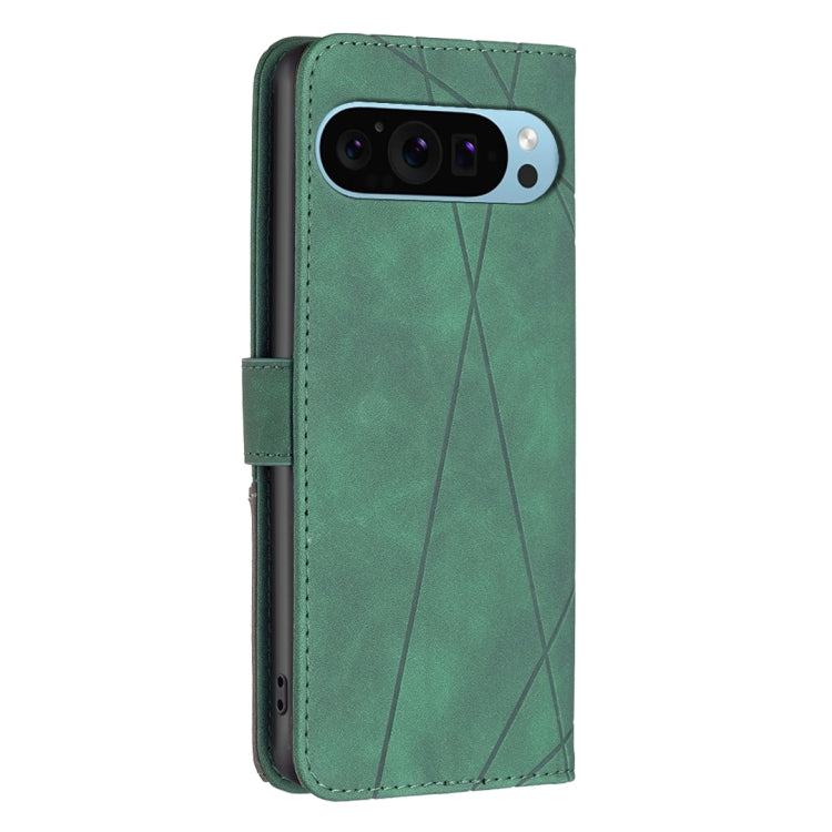 For Google Pixel 9 Magnetic Buckle Rhombus Texture Leather Phone Case(Green) by buy2fix