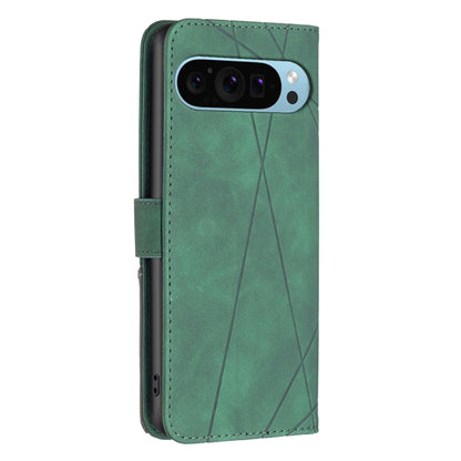 For Google Pixel 9 Magnetic Buckle Rhombus Texture Leather Phone Case(Green) by buy2fix
