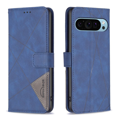 For Google Pixel 9 Magnetic Buckle Rhombus Texture Leather Phone Case(Blue) by buy2fix