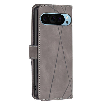 For Google Pixel 9 Pro Magnetic Buckle Rhombus Texture Leather Phone Case(Grey) by buy2fix