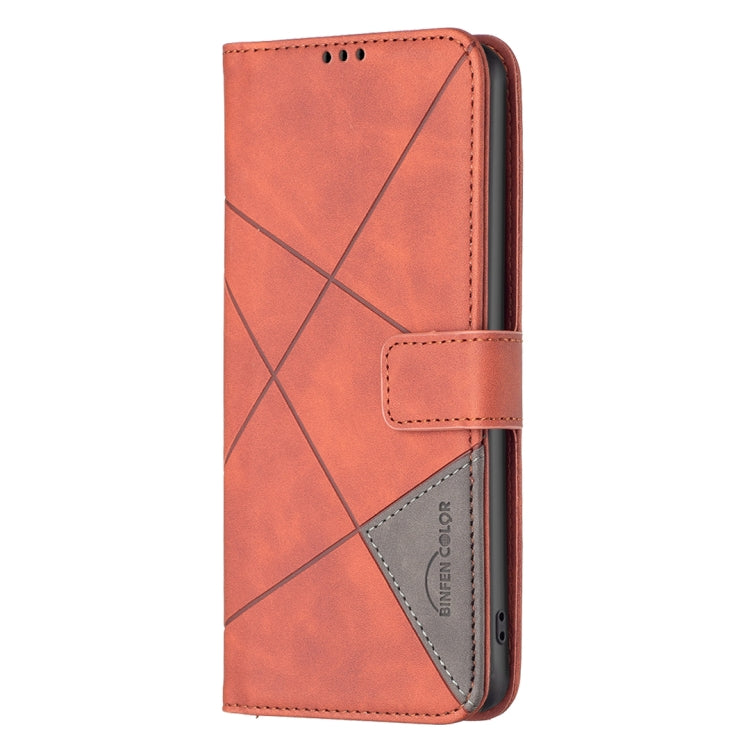 For Google Pixel 9 Pro Magnetic Buckle Rhombus Texture Leather Phone Case(Brown) by buy2fix