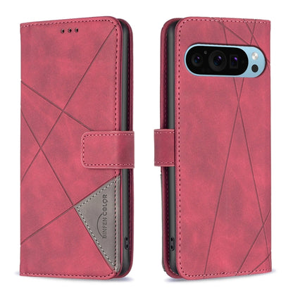 For Google Pixel 9 Pro Magnetic Buckle Rhombus Texture Leather Phone Case(Red) by buy2fix
