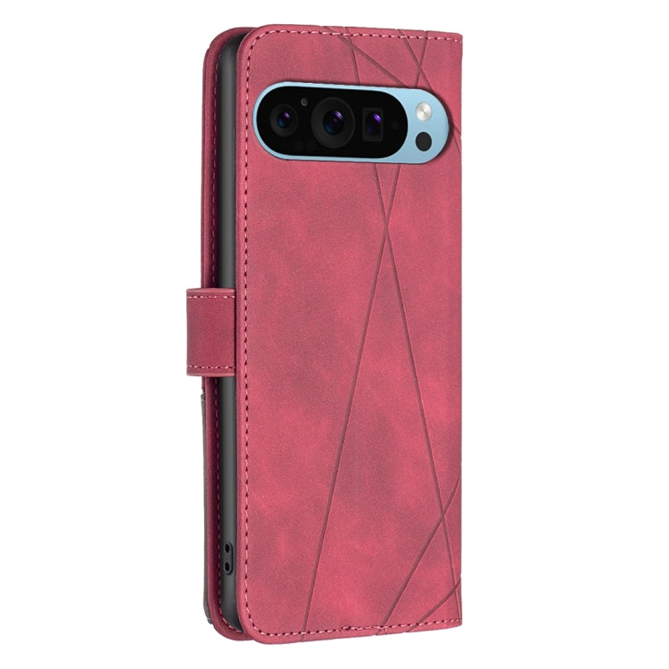 For Google Pixel 9 Pro Magnetic Buckle Rhombus Texture Leather Phone Case(Red) by buy2fix