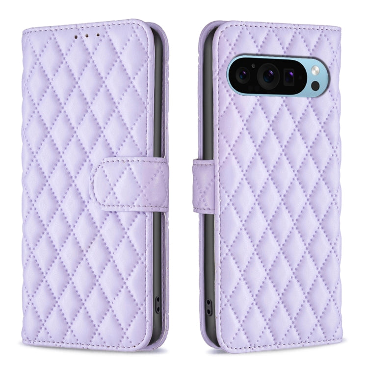 For Google Pixel 9 Pro Diamond Lattice Wallet Leather Flip Phone Case(Purple) by buy2fix