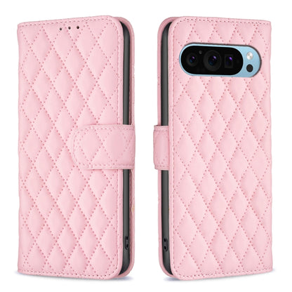 For Google Pixel 9 Pro Diamond Lattice Wallet Leather Flip Phone Case(Pink) by buy2fix