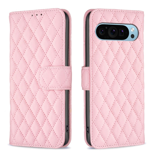 For Google Pixel 9 Pro Diamond Lattice Wallet Leather Flip Phone Case(Pink) by buy2fix