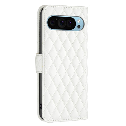 For Google Pixel 9 Pro Diamond Lattice Wallet Leather Flip Phone Case(White) by buy2fix