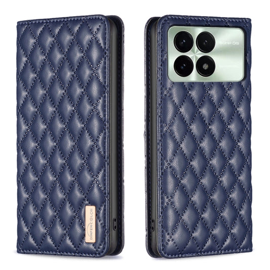 For Xiaomi Redmi K70 / K70 Pro Diamond Lattice Magnetic Leather Flip Phone Case(Blue) - Xiaomi Cases by buy2fix | Online Shopping UK | buy2fix