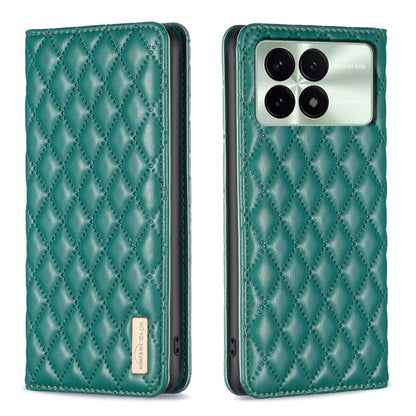 For Xiaomi Redmi K70 / K70 Pro Diamond Lattice Magnetic Leather Flip Phone Case(Green) - Xiaomi Cases by buy2fix | Online Shopping UK | buy2fix