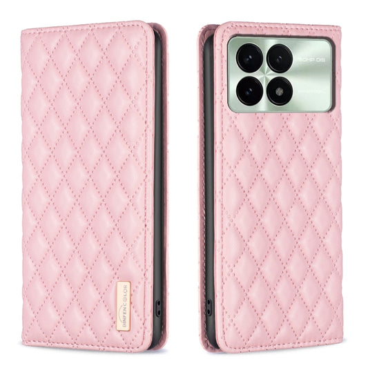 For Xiaomi Redmi K70 / K70 Pro Diamond Lattice Magnetic Leather Flip Phone Case(Pink) - Xiaomi Cases by buy2fix | Online Shopping UK | buy2fix