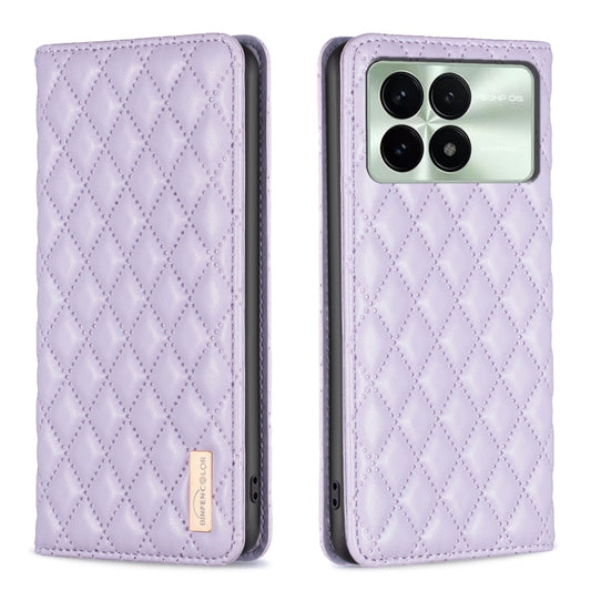 For Xiaomi Redmi K70 / K70 Pro Diamond Lattice Magnetic Leather Flip Phone Case(Purple) - Xiaomi Cases by buy2fix | Online Shopping UK | buy2fix