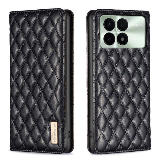 For Xiaomi Redmi K70 / K70 Pro Diamond Lattice Magnetic Leather Flip Phone Case(Black) - Xiaomi Cases by buy2fix | Online Shopping UK | buy2fix