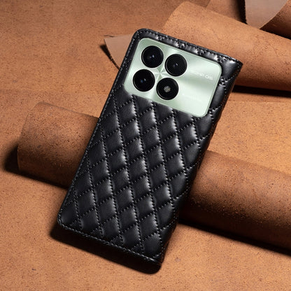 For Xiaomi Redmi K70 / K70 Pro Diamond Lattice Magnetic Leather Flip Phone Case(Black) - Xiaomi Cases by buy2fix | Online Shopping UK | buy2fix