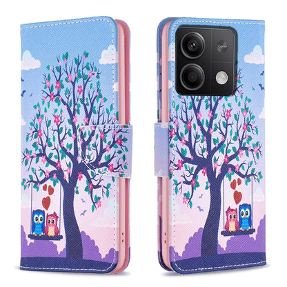 For Xiaomi Redmi Note 13 4G Global Colored Drawing Pattern Leather Phone Case(Owl) - Xiaomi Cases by buy2fix | Online Shopping UK | buy2fix