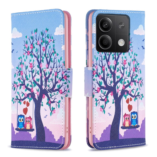 For Xiaomi Redmi Note 13 4G Global Colored Drawing Pattern Leather Phone Case(Owl) - Xiaomi Cases by buy2fix | Online Shopping UK | buy2fix
