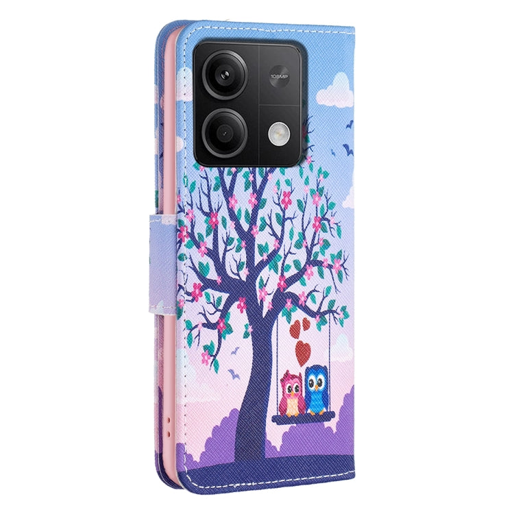 For Xiaomi Redmi Note 13 4G Global Colored Drawing Pattern Leather Phone Case(Owl) - Xiaomi Cases by buy2fix | Online Shopping UK | buy2fix