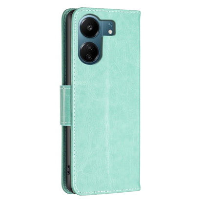 For Xiaomi Redmi 13C Two Butterflies Embossing Leather Phone Case(Green) by buy2fix