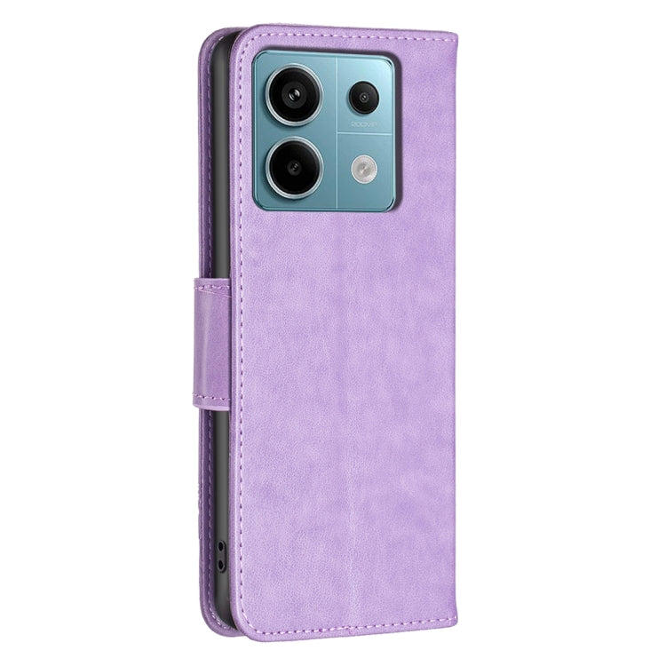 For Xiaomi Redmi Note 13 Pro 4G Global Two Butterflies Embossing Leather Phone Case(Purple) - Xiaomi Cases by buy2fix | Online Shopping UK | buy2fix