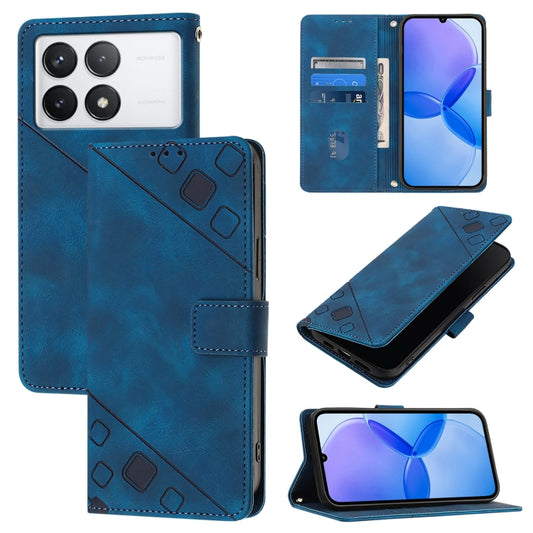 For Xiaomi Redmi K70 / K70 Pro Skin Feel Embossed Leather Phone Case(Blue) - Xiaomi Cases by buy2fix | Online Shopping UK | buy2fix