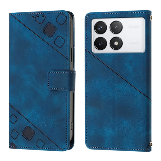 For Xiaomi Redmi K70 / K70 Pro Skin Feel Embossed Leather Phone Case(Blue) - Xiaomi Cases by buy2fix | Online Shopping UK | buy2fix