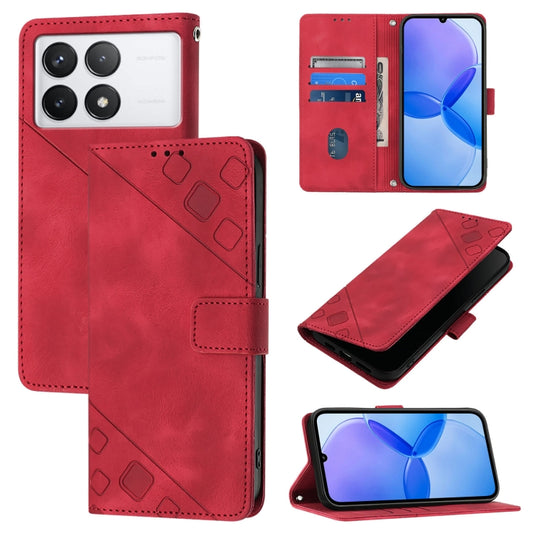 For Xiaomi Redmi K70 / K70 Pro Skin Feel Embossed Leather Phone Case(Red) - Xiaomi Cases by buy2fix | Online Shopping UK | buy2fix